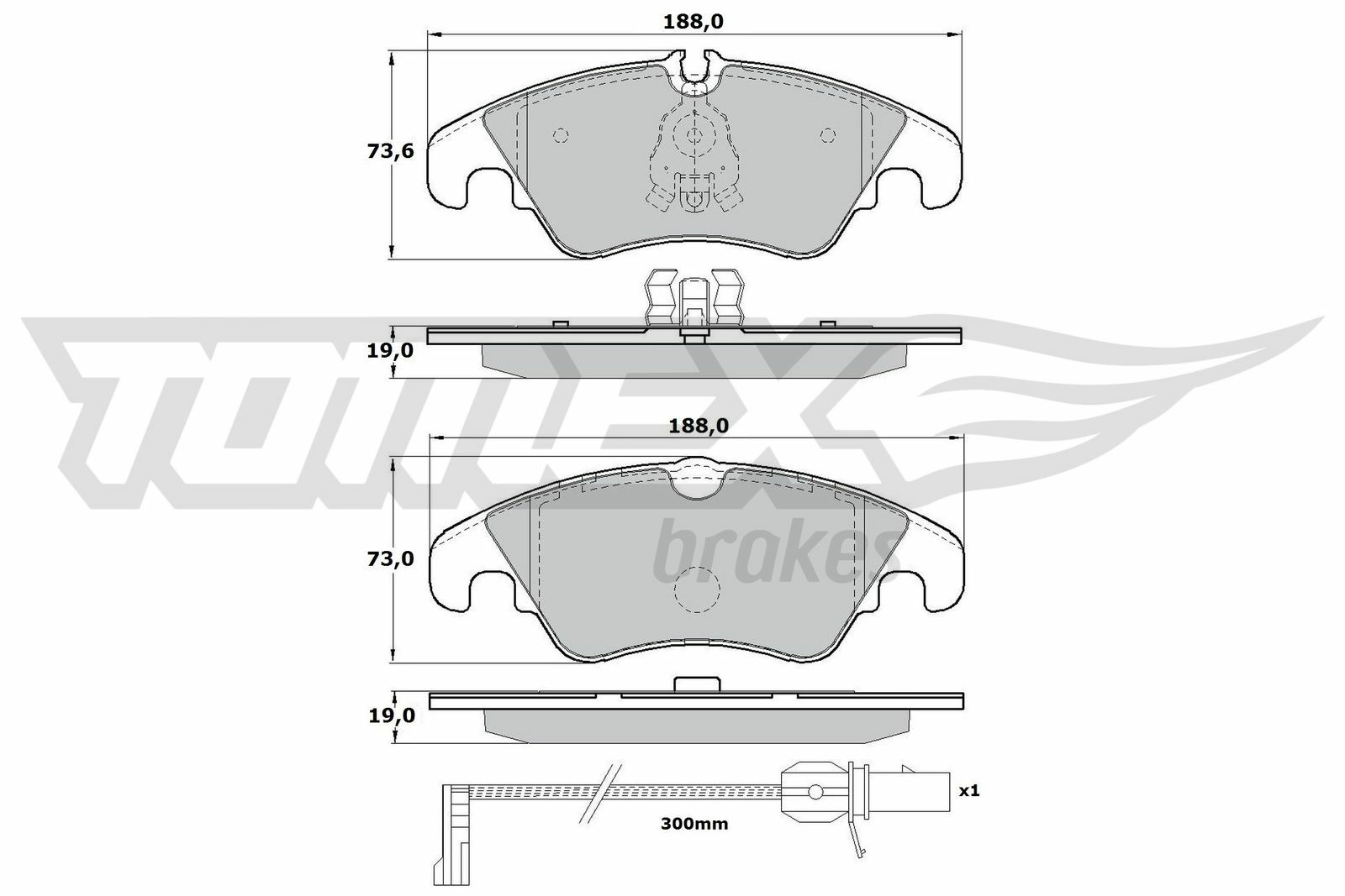 Sada brzdových destiček, kotoučová brzda TOMEX Brakes